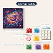 Ringed Planet in Colorful Spiral Galaxy – kit contents