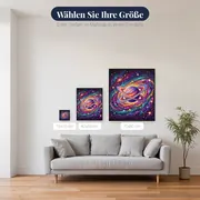 Ringplanet in bunter Spiralgalaxie – verfügbare Größen