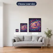 Ringed Planet in Colorful Spiral Galaxy – available sizes