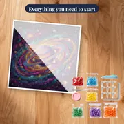 Ringed Planet in Colorful Spiral Galaxy – kit ready to start