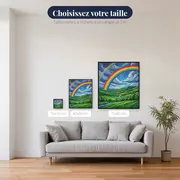 Double arc-en-ciel sur collines vertes – tailles disponibles