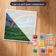Double arc-en-ciel sur collines vertes – kit prêt à commencer