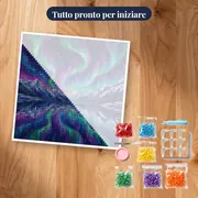 Aurora boreale sul lago specchiato – kit pronto per iniziare
