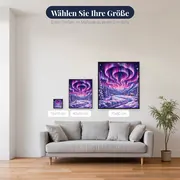 Violett-rosa Polarlicht über verschneitem Tal – verfügbare Größen