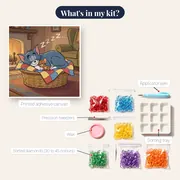 Tom and Jerry Asleep in Wicker Basket – kit contents