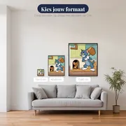Tom met houten hamer en brutale Jerry – beschikbare formaten