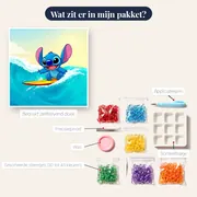 Stitch surft op turquoise golf – inhoud van het pakket