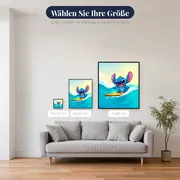 Stitch surft auf türkiser Welle – verfügbare Größen