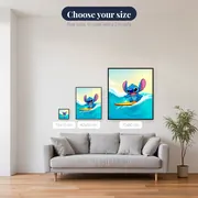 Stitch Riding a Turquoise Wave – available sizes