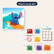 Stitch on an Orange Surfboard – kit contents
