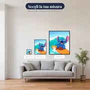 Stitch in surf su un'onda turchese – misure disponibili
