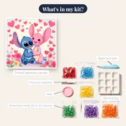Stitch and Angel Among Hearts and Flowers – kit contents