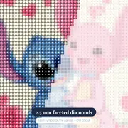 Stitch and Angel Among Hearts and Flowers – diamond close-up