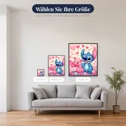 Stitch und Angel im Blumenmeer voller Herzen – verfügbare Größen