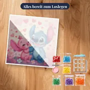 Stitch und Angel im Blumenmeer voller Herzen – Set bereit zum Loslegen