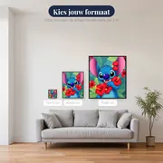 Stitch met rode hibiscusbloemen – beschikbare formaten
