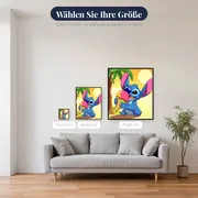 Stitch genießt riesiges Eis im Sonnenschein – verfügbare Größen