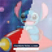 Stitch im roten Raumschiff durch die Galaxie – Nahaufnahme der Steine