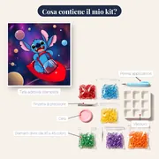Stitch sorridente nell'abitacolo trasparente – contenuto del kit