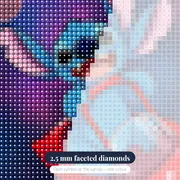 Stitch Grinning Among Colorful Planets – diamond close-up