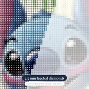 Stitch Smiling Portrait with Palm Leaves – diamond close-up
