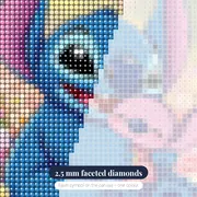 Stitch Cradling Sleepy Scrump in Soft Bokeh – diamond close-up