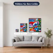 Stitch mit Weihnachtsmütze am Tannenbaum – verfügbare Größen