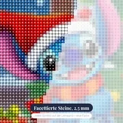 Stitch mit Weihnachtsmütze am Tannenbaum – Nahaufnahme der Steine