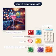 Rosaroter Cocktail im Martiniglas – Inhalt des Sets