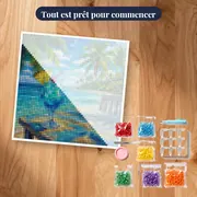 Cocktail Bleu Lagon sur Table de Plage – kit prêt à commencer