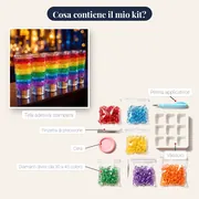 Fila di bicchierini arcobaleno al bar – contenuto del kit