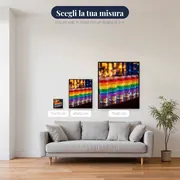 Fila di bicchierini arcobaleno al bar – misure disponibili