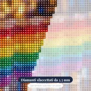 Fila di bicchierini arcobaleno al bar – primo piano dei diamanti