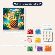 Ananas-cocktail op een tropisch strand – inhoud van het pakket
