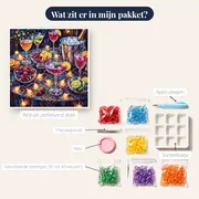 Cocktailtafel met Glazen en Sfeerlicht – inhoud van het pakket