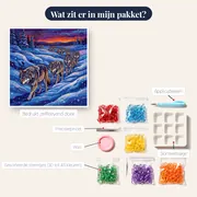 Wolvenroedel in diepe sneeuw bij schemer – inhoud van het pakket