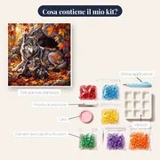Lupa con cuccioli tra foglie d'autunno – contenuto del kit