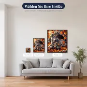 Wölfin mit Welpen vor dem Bau – verfügbare Größen