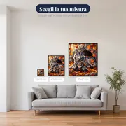 Lupa con cuccioli tra foglie d'autunno – misure disponibili