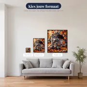 Wolvin met welpen tussen herfstbladeren – beschikbare formaten