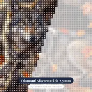 Lupa con cuccioli tra foglie d'autunno – primo piano dei diamanti