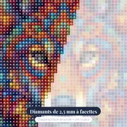 Loup Mandala aux Couleurs Éclatantes – gros plan des diamants