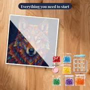 Geometric Mandala Wolf on Midnight Blue – kit ready to start