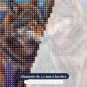 Deux loups parmi les fleurs violettes – gros plan des diamants