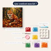 Renard roux dans les feuilles d'automne – contenu du kit