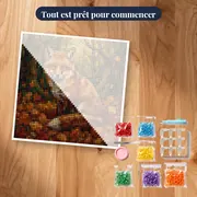 Renard roux dans les feuilles d'automne – kit prêt à commencer
