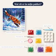 Springende vos in poedersneeuw – inhoud van het pakket