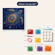Mandala Shell Sea Turtle in Cosmic Blue – kit contents