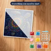 Mandala Shell Sea Turtle in Cosmic Blue – kit ready to start