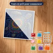 Tortue Mandala aux Reflets d'Or – kit prêt à commencer